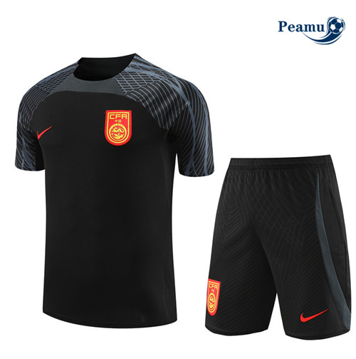 Promozionale Kit Maglia Formazione Calcio Cina + Pantaloni Nero 2023-2024