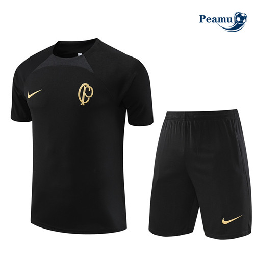 Creare Kit Maglia Formazione Calcio Corinthians Bambino + Pantaloni Nero 2023-2024