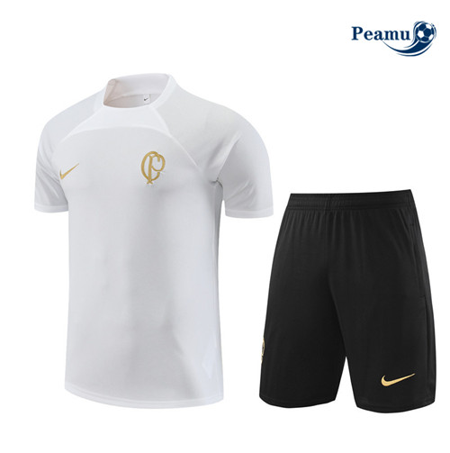 Promozionale Kit Maglia Formazione Calcio Corinthians + Pantaloni Bianco 2023-2024