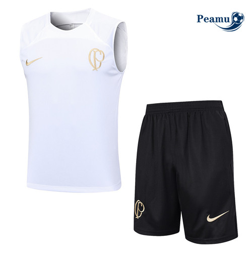 Negozio Kit Maglia Formazione Calcio Corinthians Debardeur + Pantaloni Bianco 2023-2024