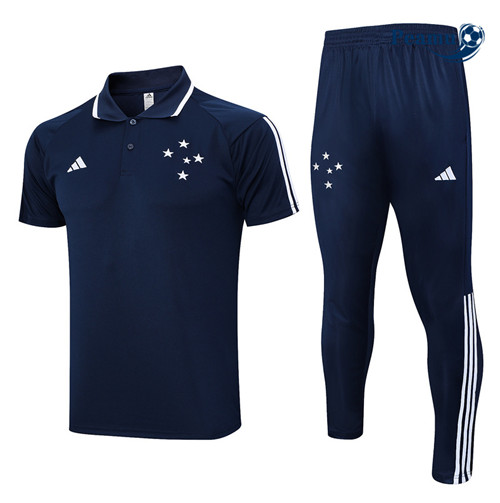 Offrire Kit Maglia Formazione Calcio Cruzeiro Polo + Pantaloni Blu 2023-2024