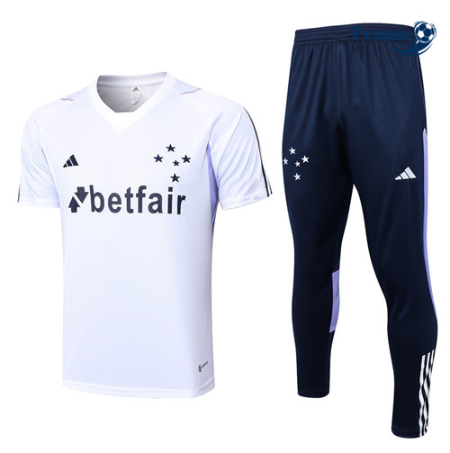 Fornire Kit Maglia Formazione Calcio Cruzeiro + Pantaloni Bianco 2023-2024