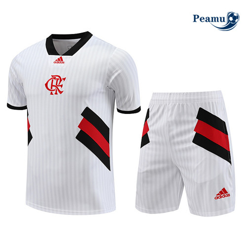 Nuove Kit Maglia Formazione Calcio Flamengo + Pantaloni Bianco 2023-2024