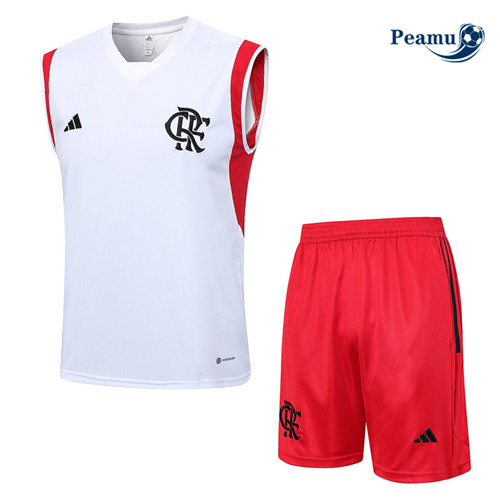 Sconto Kit Maglia Formazione Calcio Flamengo Debardeur + Pantaloni Bianco 2023-2024