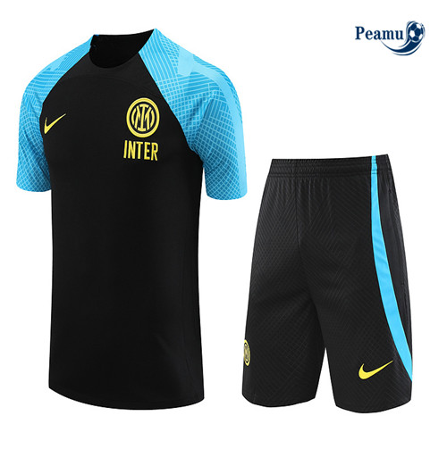 Vendere Kit Maglia Formazione Calcio Inter Milan + Pantaloni Nero 2023-2024