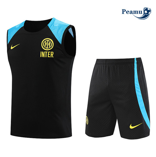 Negozio Kit Maglia Formazione Calcio Inter Milan Debardeur + Pantaloni Nero 2023-2024