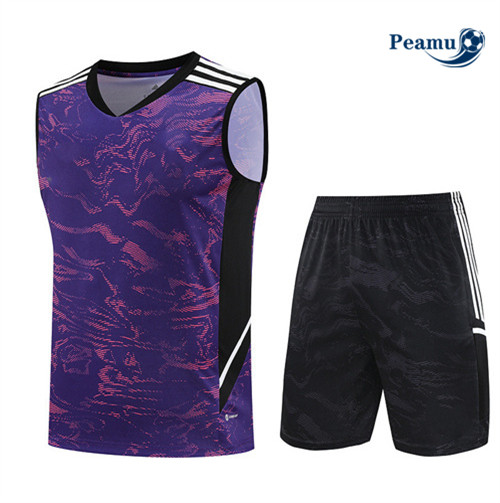 Negozio Kit Maglia Formazione Calcio Juventus Debardeur + Pantaloni Viola 2023-2024