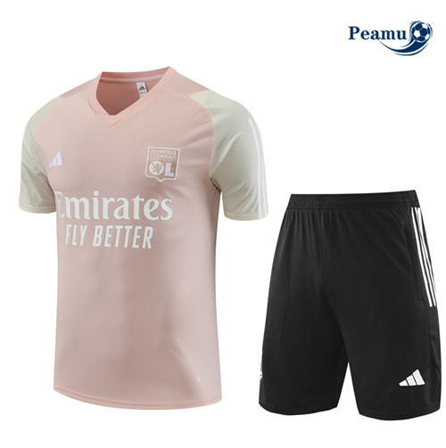 Collezione Kit Maglia Formazione Calcio Lyon Bambino + Pantaloni Rosa 2023-2024