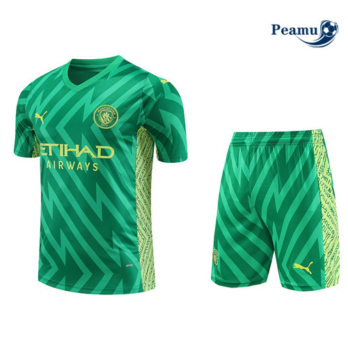Vendita Kit Maglia Formazione Calcio Gardien de but Manchester City + Pantaloni Verde 2023-2024