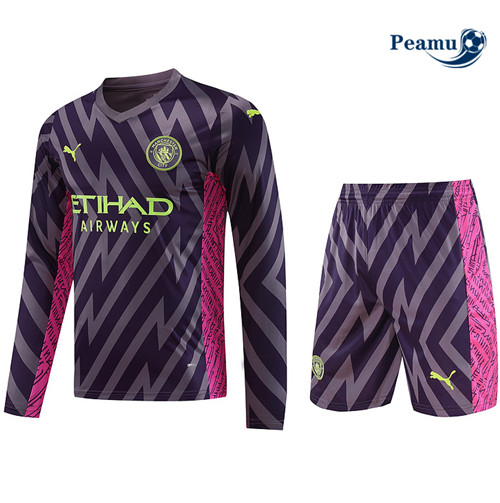 Acquistare Kit Maglia Formazione Calcio Manchester City Manica lunga + Pantaloni Viola 2023-2024