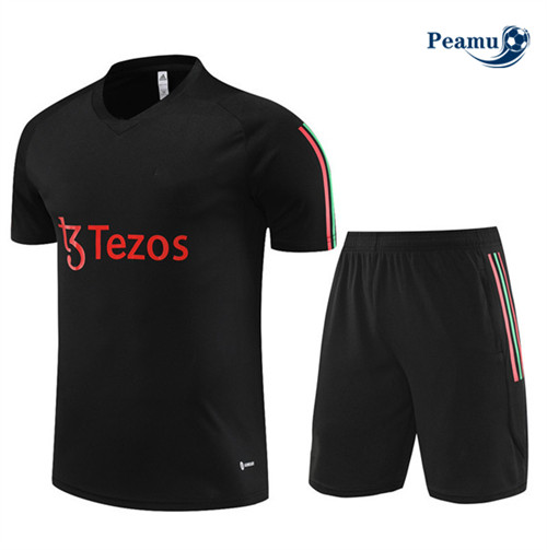 Fornire Kit Maglia Formazione Calcio Manchester United Bambino + Pantaloni Nero 2023-2024