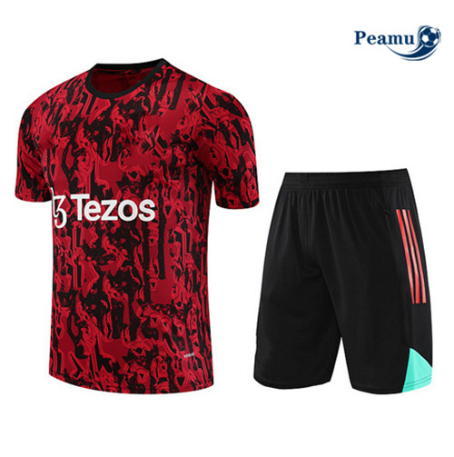 Negozio Kit Maglia Formazione Calcio Manchester United + Pantaloni Rosso 2023-2024
