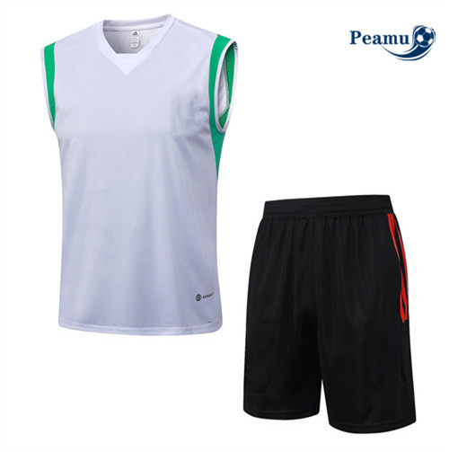 Collezione Kit Maglia Formazione Calcio Manchester United Debardeur + Pantaloni Bianco 2023-2024