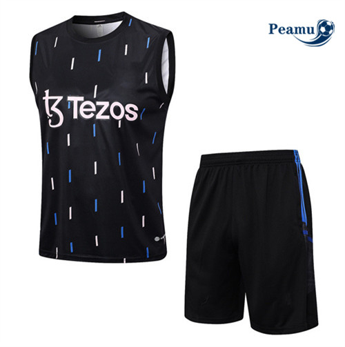 Vendita Kit Maglia Formazione Calcio Manchester United Debardeur + Pantaloni Nero 2023-2024