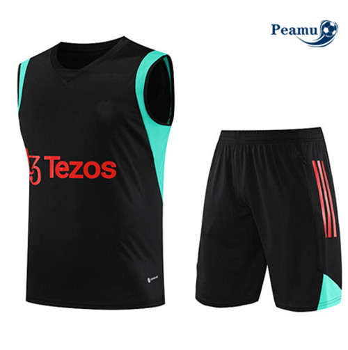Scelta Kit Maglia Formazione Calcio Manchester United Debardeur + Pantaloni Nero 2023-2024