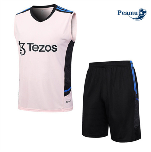 Acquista Kit Maglia Formazione Calcio Manchester United Debardeur + Pantaloni Rosa 2023-2024