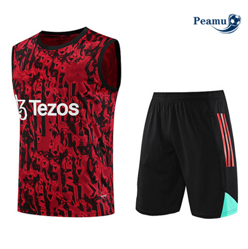 Offrire Kit Maglia Formazione Calcio Manchester United Debardeur + Pantaloni Rosso 2023-2024