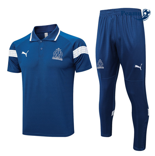 Vendita Kit Maglia Formazione Calcio Marsiglia Polo + Pantaloni Blu 2023-2024