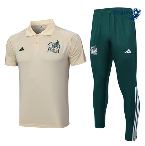 Comperare Kit Maglia Formazione Calcio Messico Polo + Pantaloni Albicocca 2023-2024