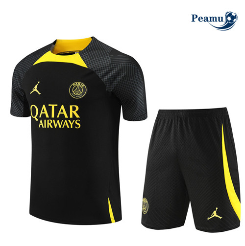 Produzione Kit Maglia Formazione Calcio PSG Bambino + Pantaloni Nero 2023-2024