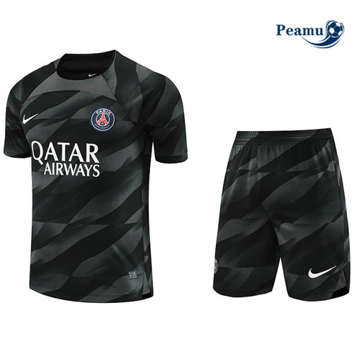 Vendere Kit Maglia Formazione Calcio Gardien de but PSG + Pantaloni Nero 2023-2024