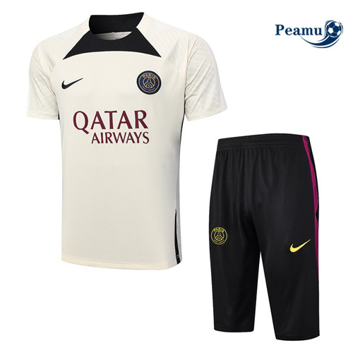 Collezione Kit Maglia Formazione Calcio PSG + Pantaloni 3/4 + Pantaloni Albicocca 2023-2024