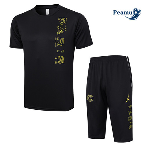 Nuovo Kit Maglia Formazione Calcio PSG + Pantaloni 3/4 + Pantaloni Nero 2023-2024