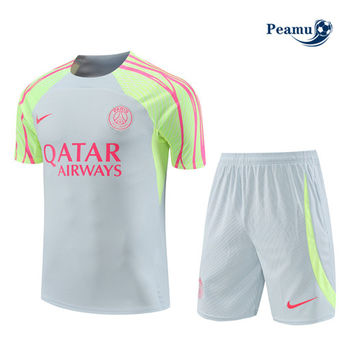 Produzione Kit Maglia Formazione Calcio PSG + Pantaloni Grigio 2023-2024