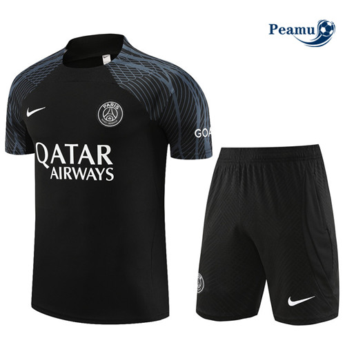 Negozio Kit Maglia Formazione Calcio PSG + Pantaloni Nero 2023-2024