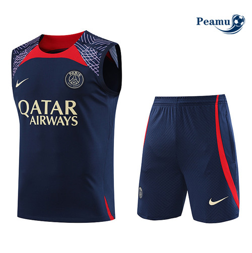 Vendita Kit Maglia Formazione Calcio PSG Debardeur + Pantaloni Blu 2023-2024