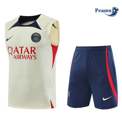 Scelta Kit Maglia Formazione Calcio PSG Debardeur + Pantaloni Albicocca 2023-2024