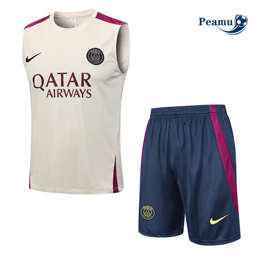 Acquista Kit Maglia Formazione Calcio PSG Debardeur + Pantaloni Caqui 2023-2024