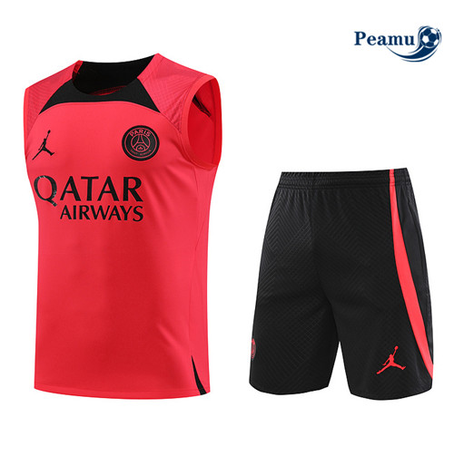 Shopping Kit Maglia Formazione Calcio PSG Debardeur + Pantaloni Rosso 2023-2024