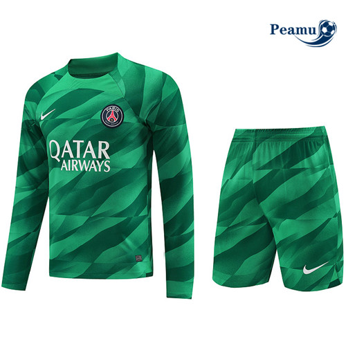 Comperare Kit Maglia Formazione Calcio PSG Manica lunga + Pantaloni Verde 2023-2024