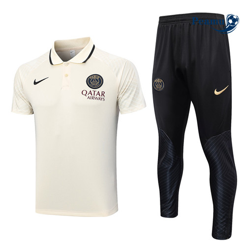 Nuove Kit Maglia Formazione Calcio PSG Polo + Pantaloni Albicocca 2023-2024