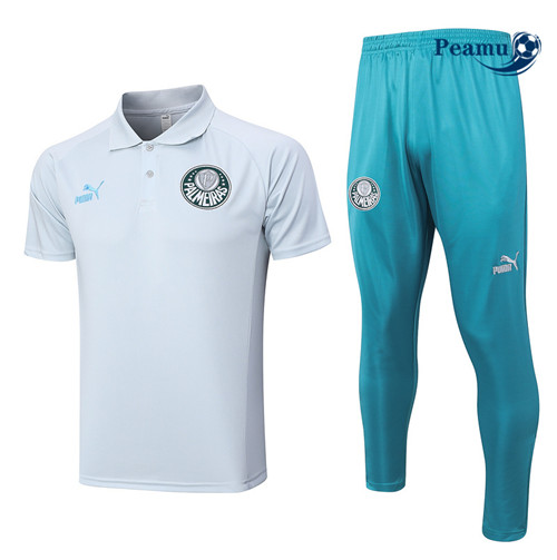 Collezione Kit Maglia Formazione Calcio Palmeiras Polo + Pantaloni Grigio 2023-2024