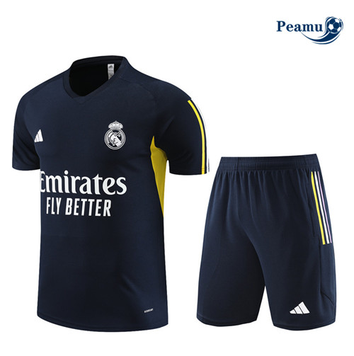 Nuovo Kit Maglia Formazione Calcio Real Madrid Bambino + Pantaloni Blu Reale 2023-2024