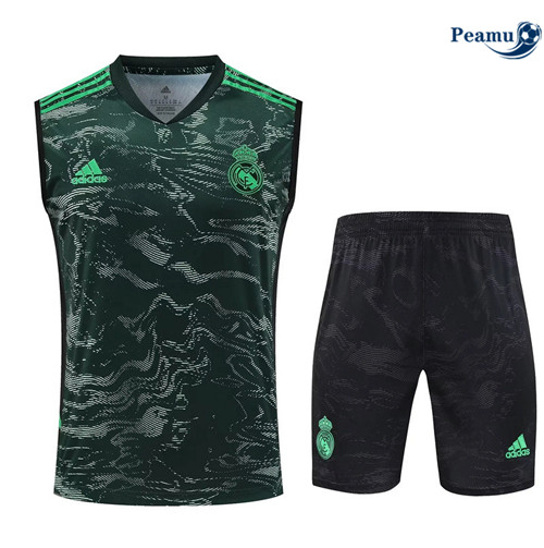 Promozionale Kit Maglia Formazione Calcio Real Madrid Debardeur + Pantaloni Verde 2023-2024