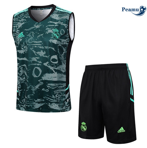 Vendere Kit Maglia Formazione Calcio Real Madrid Debardeur + Pantaloni Verde 2023-2024