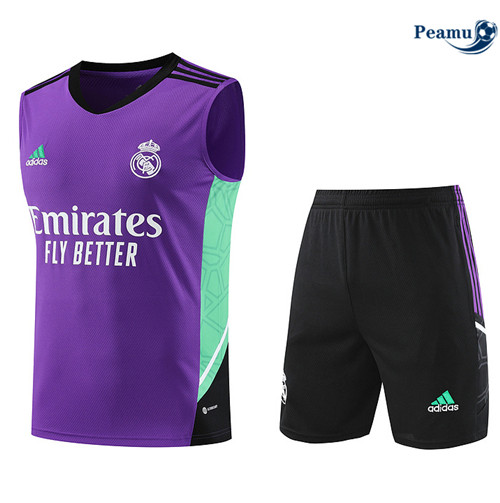 Negozio Kit Maglia Formazione Calcio Real Madrid Debardeur + Pantaloni Viola 2023-2024