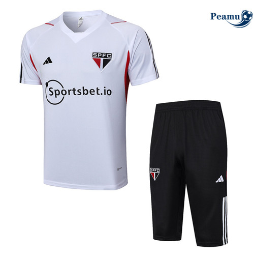 Offrire Kit Maglia Formazione Calcio Sao Paulo + Pantaloni Bianco 2023-2024