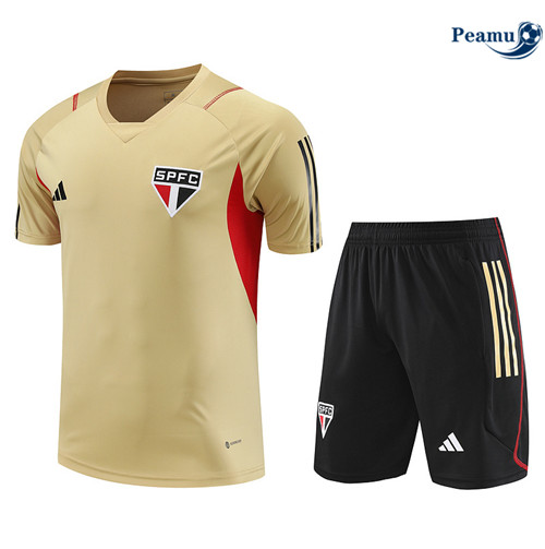 Fornire Kit Maglia Formazione Calcio Sao Paulo + Pantaloni Giallo 2023-2024