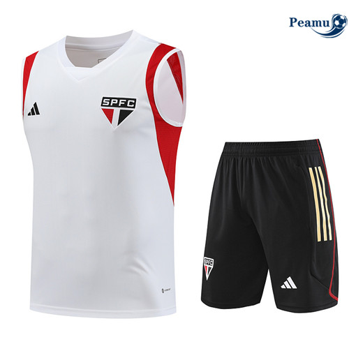 Comperare Kit Maglia Formazione Calcio Sao Paulo Debardeur + Pantaloni Bianco 2023-2024