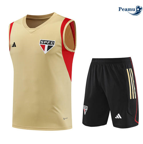Creare Kit Maglia Formazione Calcio Sao Paulo Debardeur + Pantaloni Giallo 2023-2024