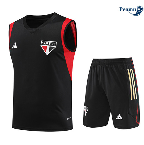 Sconto Kit Maglia Formazione Calcio Sao Paulo Debardeur + Pantaloni Nero 2023-2024