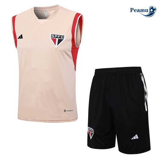Acquistare Kit Maglia Formazione Calcio Sao Paulo Debardeur + Pantaloni Rosa 2023-2024