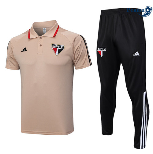 Grossista Kit Maglia Formazione Calcio Sao Paulo Polo + Pantaloni Caqui 2023-2024