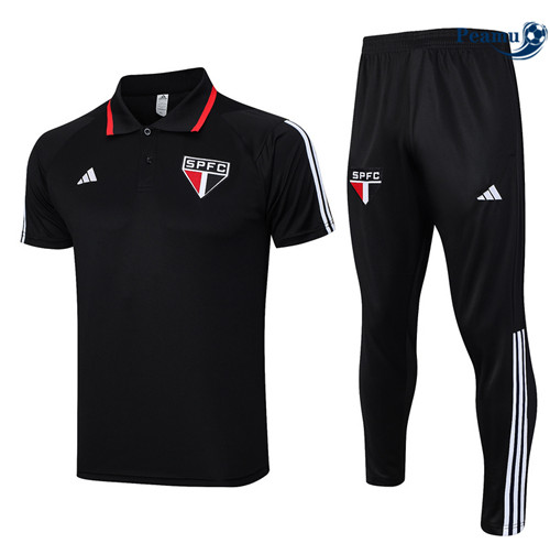 Prezzo Kit Maglia Formazione Calcio Sao Paulo Polo + Pantaloni Nero 2023-2024