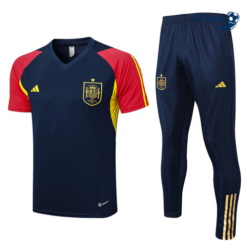 Nuovo Kit Maglia Formazione Calcio Spagna + Pantaloni Blu 2023-2024