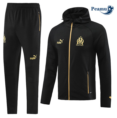 FornireMaglie Maglie Tuta Calcio - Felpa con cappuccio Marsiglia Nero 2023-2024